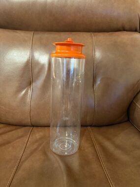 Vintage Tupperware Orange Canister Pasta Keeper | Acrylic Push Button